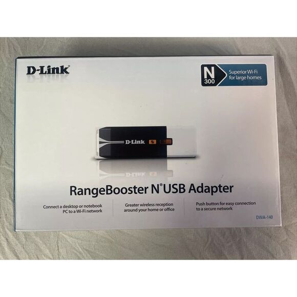 D-link DWA-140 RangeBooster N300 USB Adapter Wifi Internet Wireless Extender - Picture 5 of 8